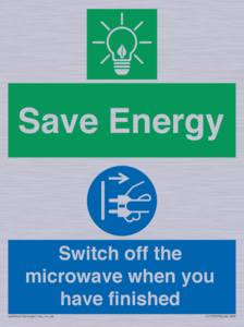 Save energy. Switch off the microwave when you have finished